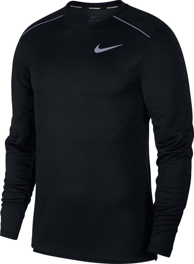Nike Dry Miler Top Ls Sportshirt Heren - Black/Black/Reflective Silv - Maat XL