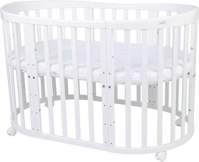 Multifunctioneel OVAAL 7 in 1 Babybed / peuterbed incl. matras - Wit
