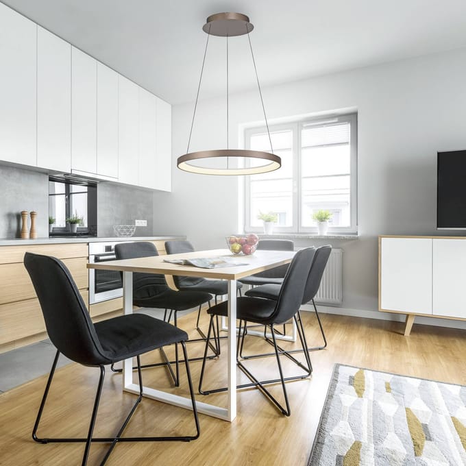 Paul Neuhaus LED hanglamp Hoop, bruin, Ø 57 cm, dimbaar
