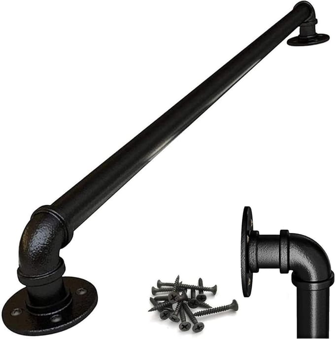 Trapleuning Beugel - Muursteun Leuning - Veiligheid Thuis - Roestbestendige Coating - Tot 6 Meter - Zwart