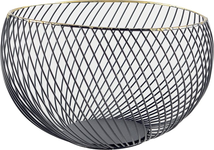 Aulica - Draadmand - Zwart - Goud - 22,5x22,5x14,5 cm