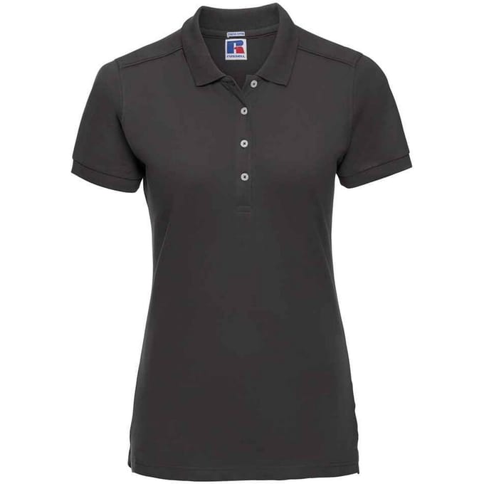 Russell Dames/Dames Piqué Stretch Poloshirt (Zwart)