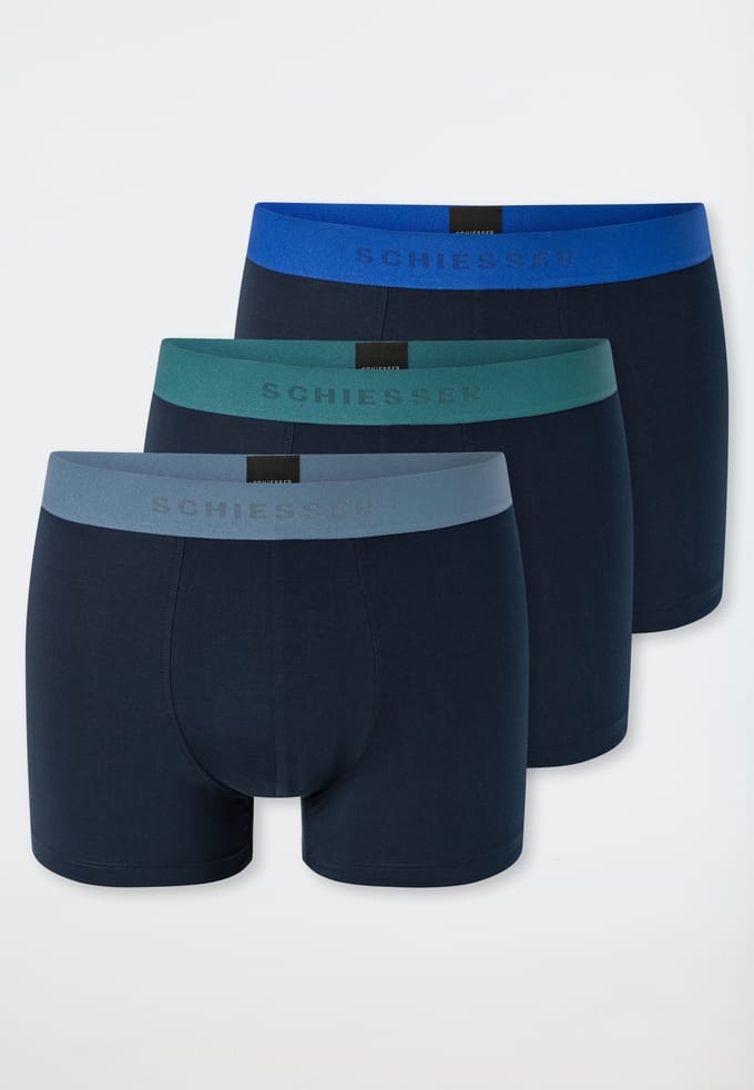 Schiesser 3PACK Shorts Trunk - 95/5 Multipacks Onderbroek - blauw