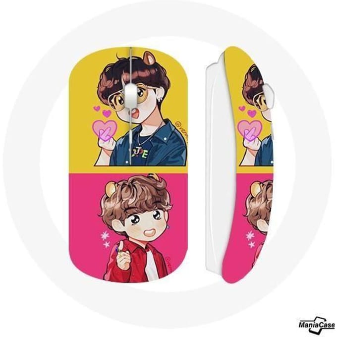 Souris Sans Fil - BTS - Dynamite V & J-Hope - Rose - Clé USB Wifi - Compatible Mac et PC