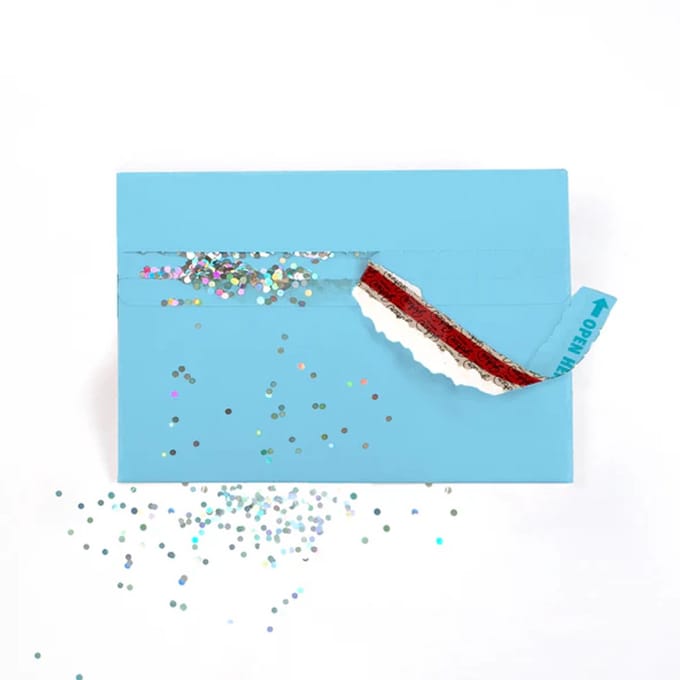 Joker Greeting Glitter Envelop kleur BLUE - Prank - Grappig - Single Pack