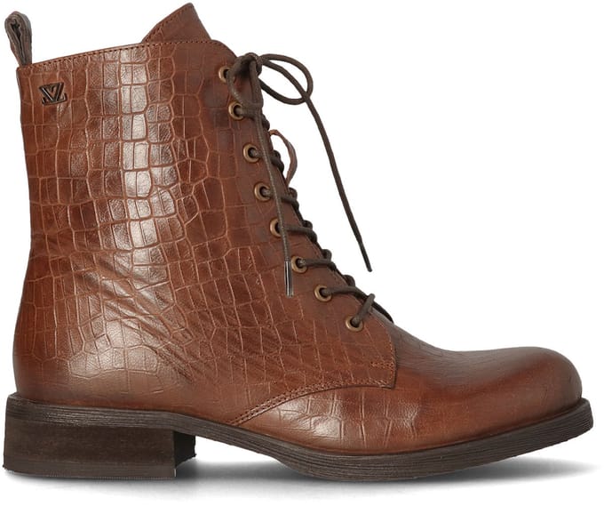 Lazamani - Nella Dames Veterboots Leer Brown - Maat 42