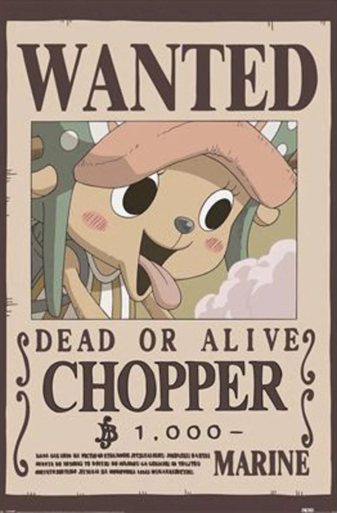 One Piece poster - Chopper - wanted - Tony - Cotton Candy Lover - 61 x 91.5 cm
