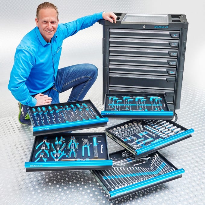 Datona® Gereedschapswagen “tech-line” 80 cm + 171-delige gereedschapsset - Zwart
