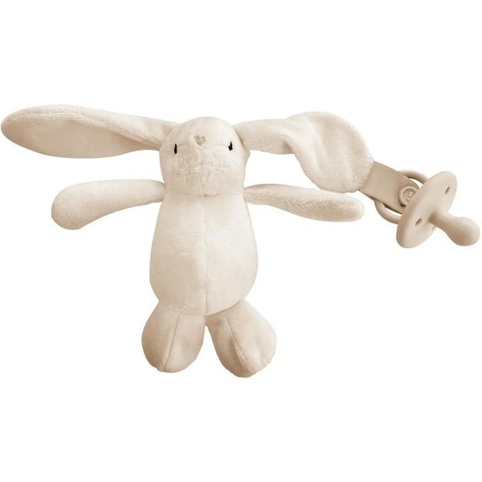 Beige Pluche Konijn Speelgoed voor Baby's met Siliconen Speen 15cm