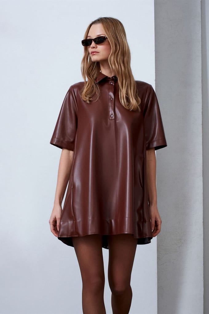 Luxe Fit Faux Leather Mini Shirtjurk