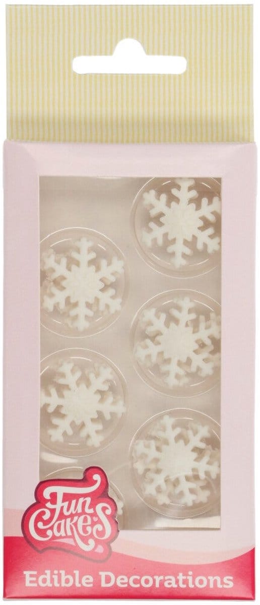 FunCakes Fondant Decoraties - Kerst - Sneeuwvlokken - Wit - Set/12