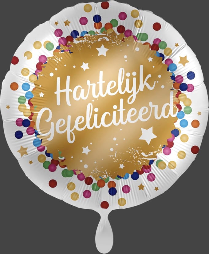 Hartelijk gefeliciteerd ballon - Meerkleurig - Ø 43cm