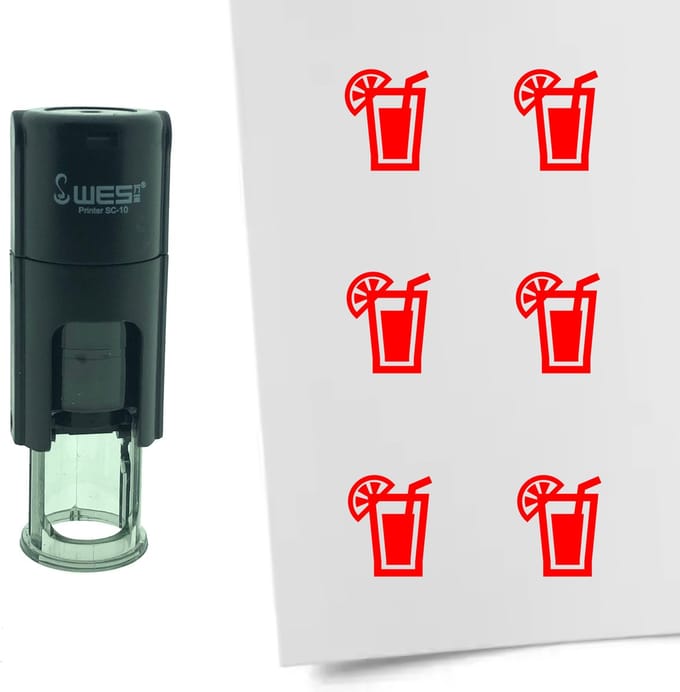 CombiCraft Stempel Cocktail 10mm rond - rode inkt