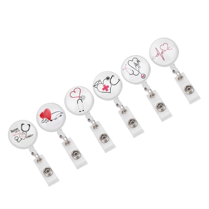 Intrekbare Badge Reel Clip Draagbare Verpleegkundige ID Naamkaart Badgehouders Accessoire white