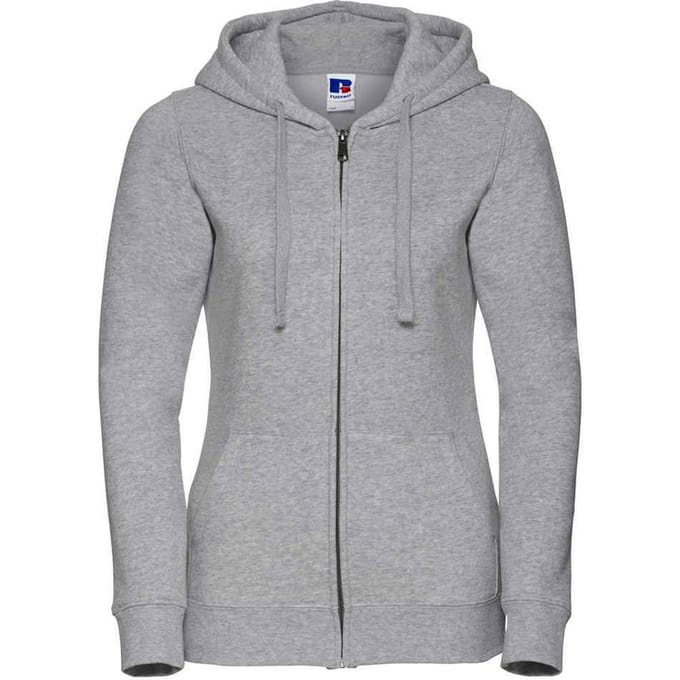 Russell Dames/Dames Authentic Full Zip Hoodie (Licht Oxford Grijs)