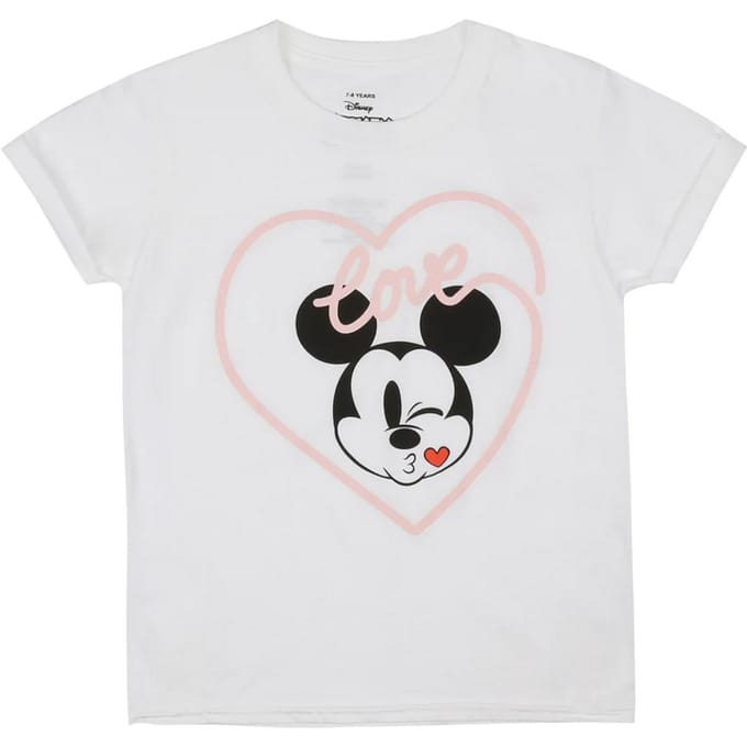 Disney Meisjes Mickey Mouse Kus T-shirt (Wit)