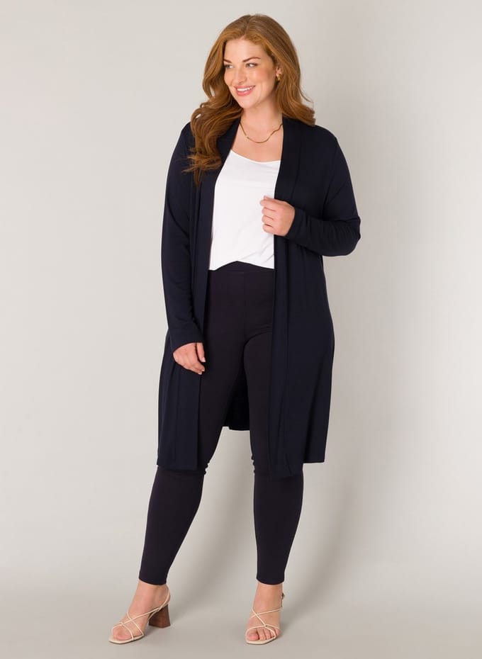 BASE LEVEL CURVY Ayla Long Vest - Black - maat X-0(44)