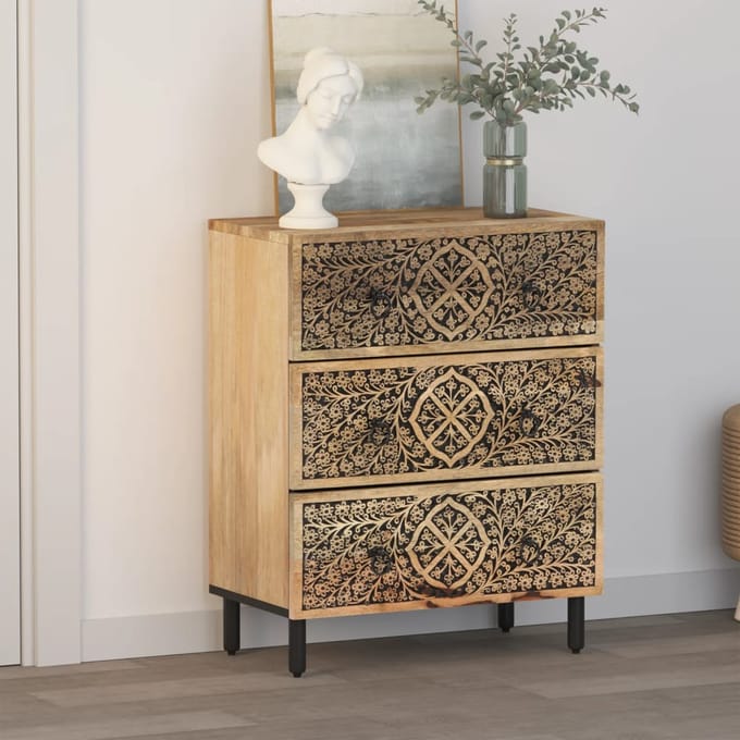 vidaXL - Bijzetkast - 60x33x75 - cm - massief - mangohout