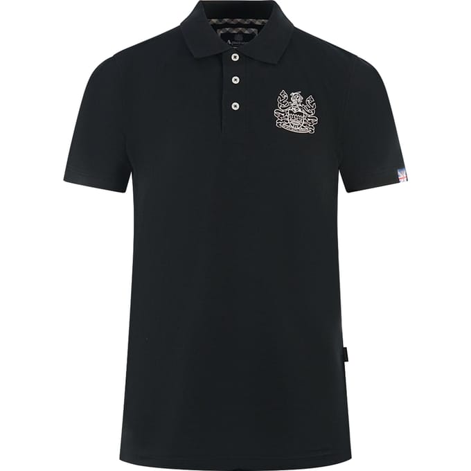 Aquascutum Branded Sleeve Black Polo Shirt