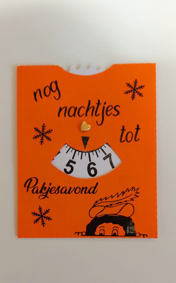 Aftelschijf voor pakjesavond, aftelschijf, Sinterklaas, Kinderfeest, 5 dec
