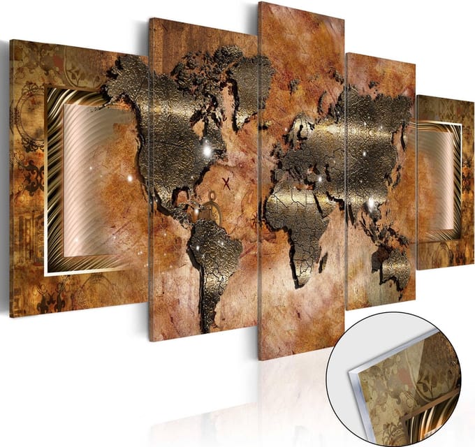 Schilderijen Op Canvas - Afbeelding op acrylglas - Steel Map [Glass] 200x100 - Artgeist Schilderij
