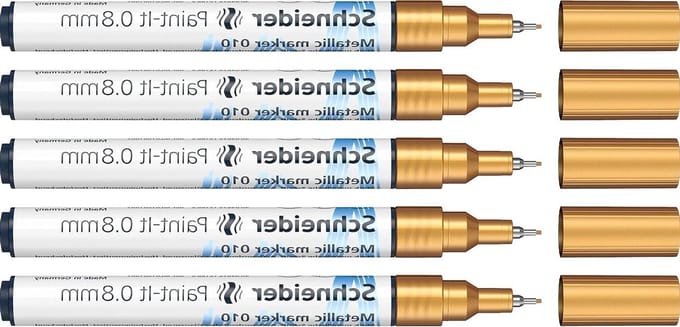 Metallic Markers - Verfstiften - Decoreren van objecten - Hoogglans metallic effect - 5 stuks 08 mm - Goud