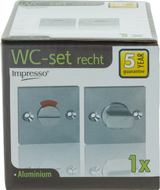 Impresso vierkant rozet - Badkamer-/Toiletsluiting - Aluminium F1