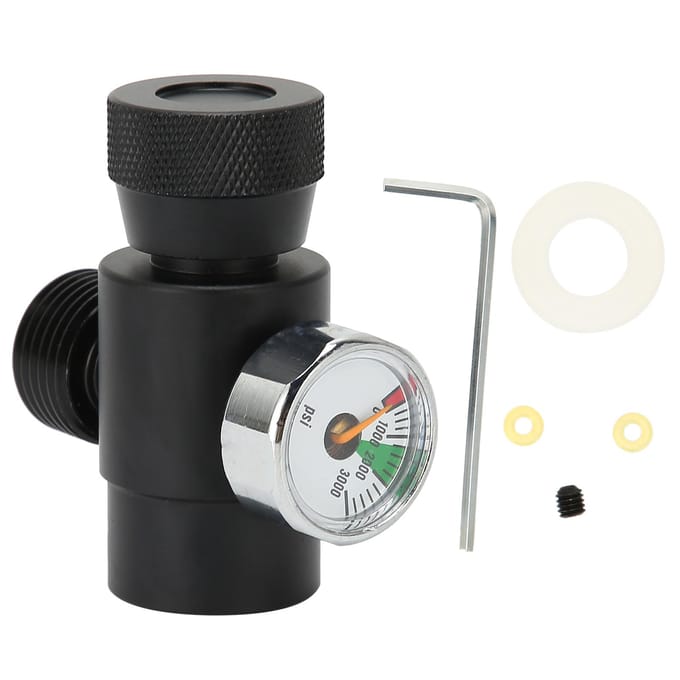 CO2 Cilinder Navuladapter Connector CGA320 // TR21-4 ASA 3000psi Manometer Zwart