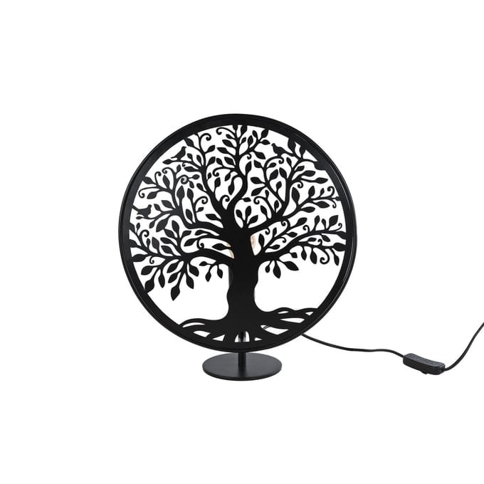 Tafellamp levensboom zwart metaal decoratief sfeerlicht 34x13x37cm.