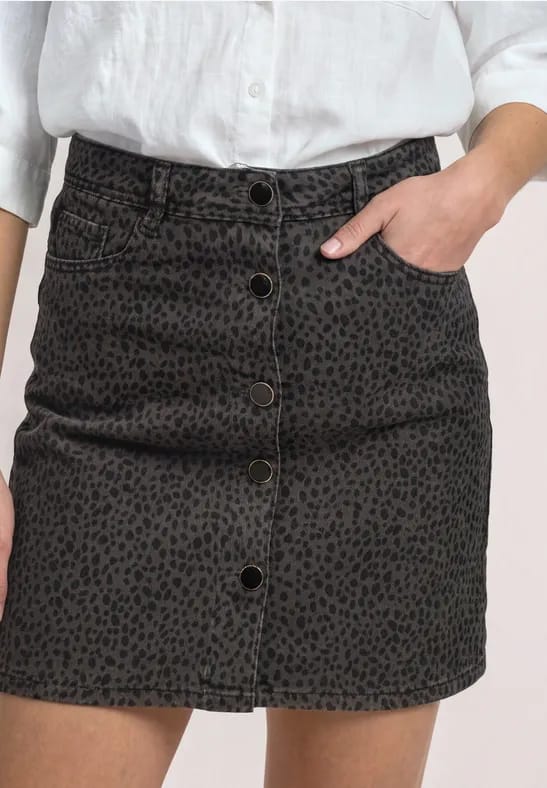 Kniehoge rok met luipaardprint
