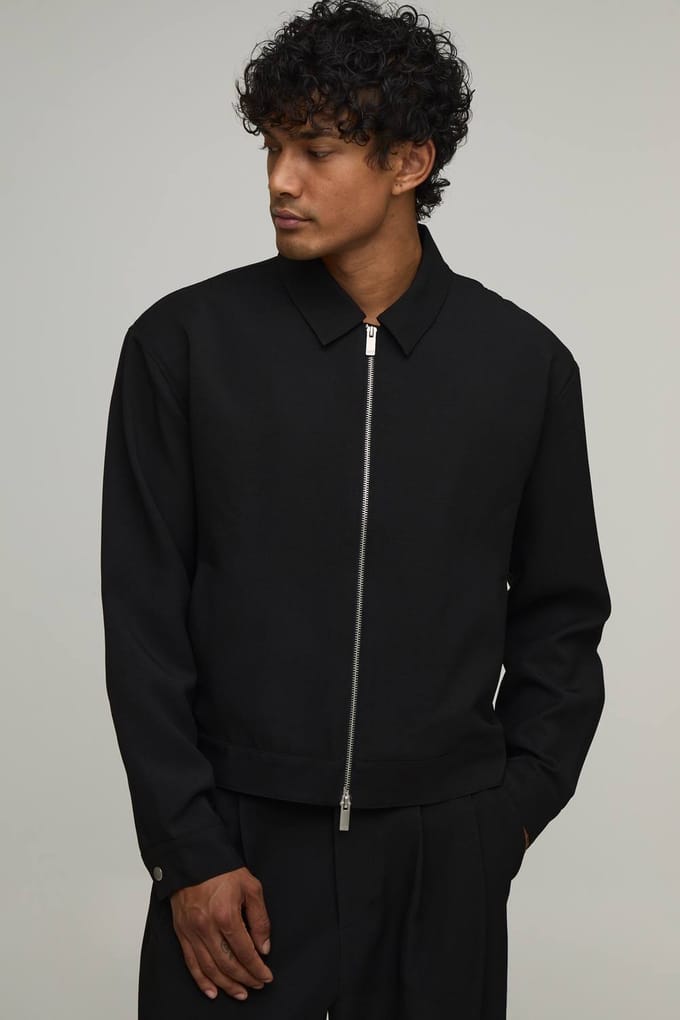 Getailleerd Boxy Harrington Co-ord Jasje Met Rugplooi | Black | Size Small