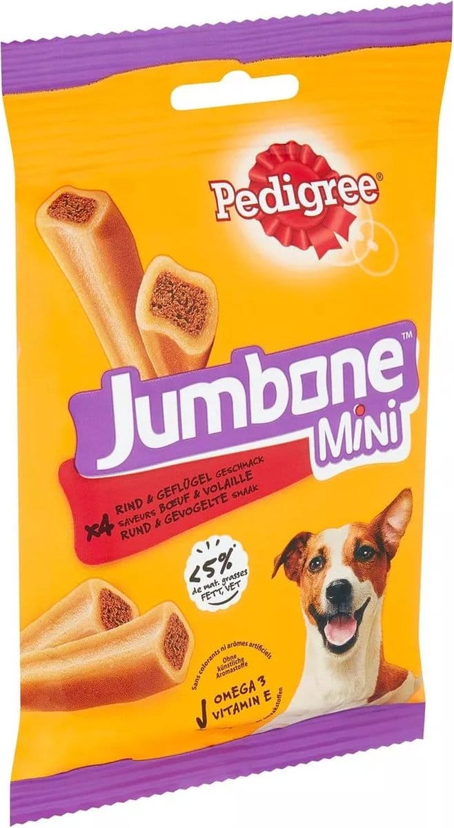12x - Pedigree - Jumbone Mini Rund & Gevogelte Smaak - 12x(4 Stuks 160g)