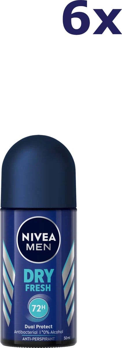 6x Nivea Deo Roll-on Men - Dry Fresh 50 ml