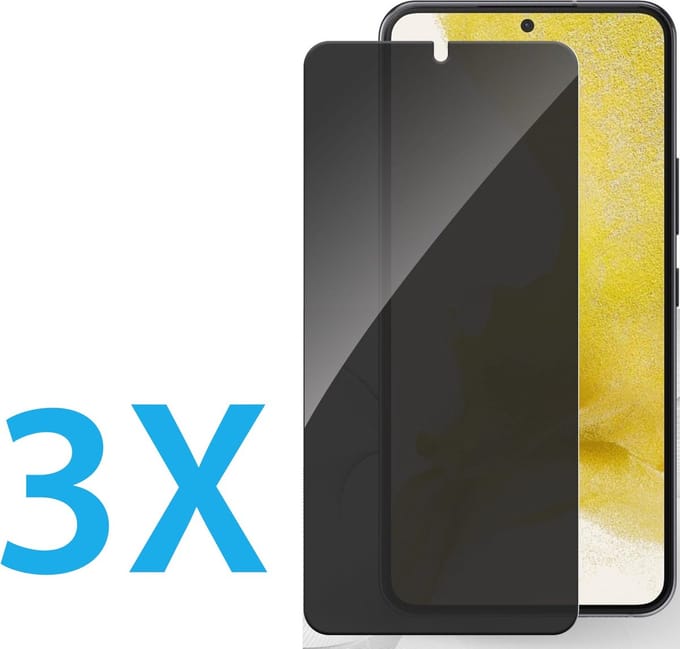 Screenprotector Geschikt Voor: Samsung Galaxy S22 Plus - Privacy Full Screenprotector 3x - screen protector - volledige glas - bescherming - beschermglas - Anti Spy - ZT Accessoires