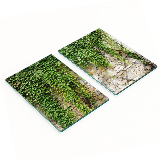 Glazen snijplanken met groene klimopmotief, 2x40x52 cm