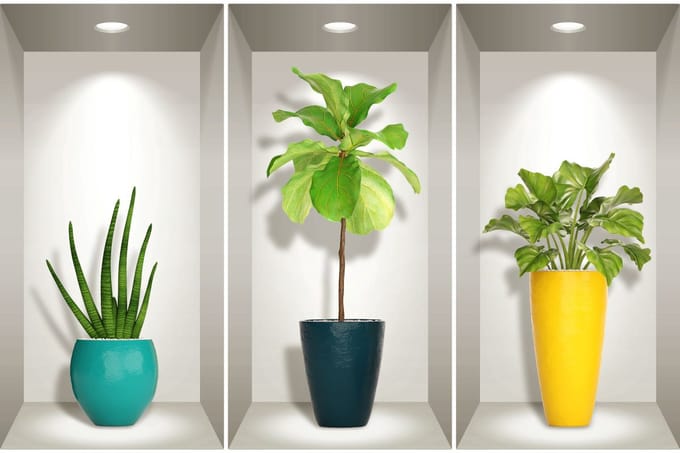 Sticker met 3D-effect van zuidelijke planten, 60 x 90 cm