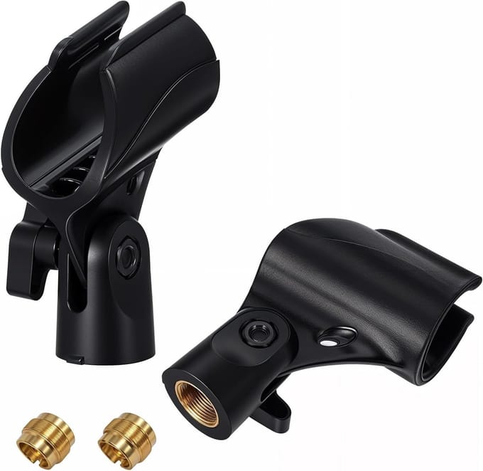 Set van 2 Universele Microfoonhouders, Verstelbare Microfoonclip voor Statief, Microfoonbevestiging met Adapter voor 5/8 Inch naar 3/8 Inch