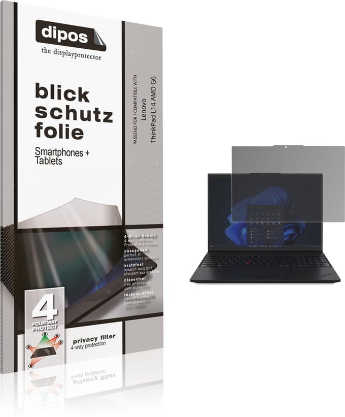 dipos – Matte Privacy Screenprotector geschikt voor Lenovo ThinkPad L14 AMD G6 | Anti-Spy Beschermfolie