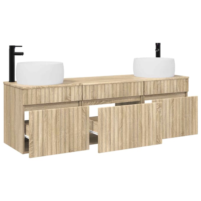 vidaXL - Badkamerkast - set - 3 - st - Sonoma - Eiken - 49 - x - 44,5 - x - 66 - cm