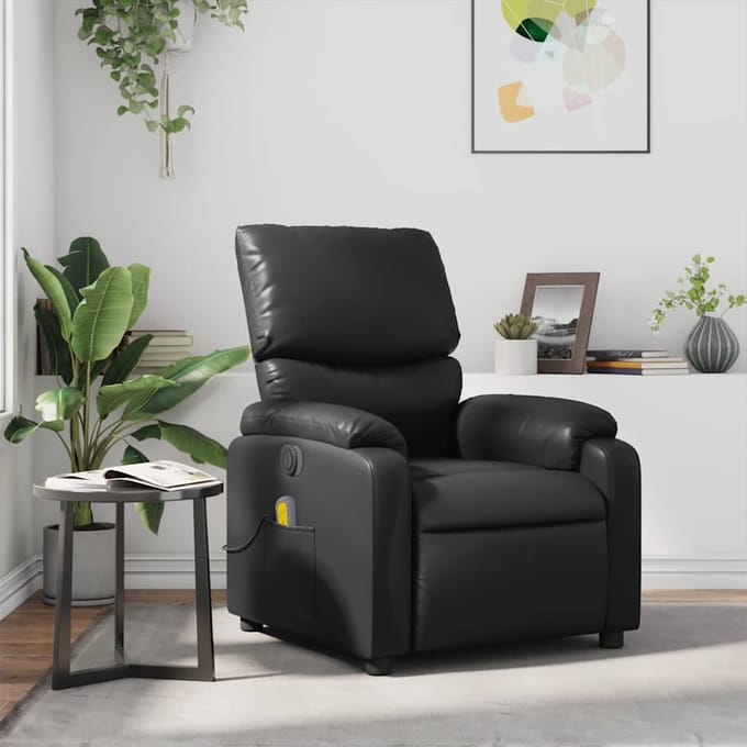 vidaXL - Massagestoel - verstelbaar - kunstleer - zwart