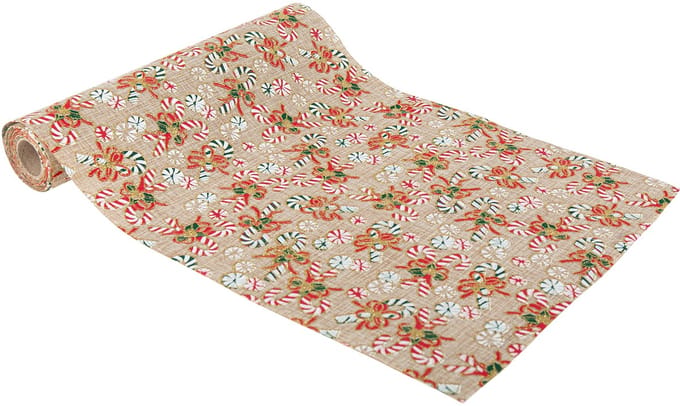 ARTYFETES - Tafelloper linnen sweet candy 28cm x 3m zuurstokmotieven