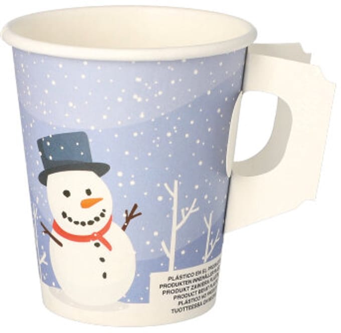 20x 50 Drinkbekers met handgreep karton 02 l Ø 8 cm · 93 cm Snowman