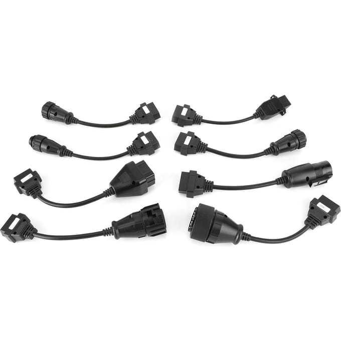 8 stuks Vrachtwagen OBD2 Connector Verlengkabels Auto Diagnose Tool Volledige Set Zwart DC 12V black