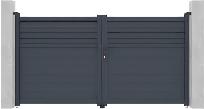 Vente-unique Draaipoort in aluminium - L305 x H166 cm - Antraciet - VIAZO