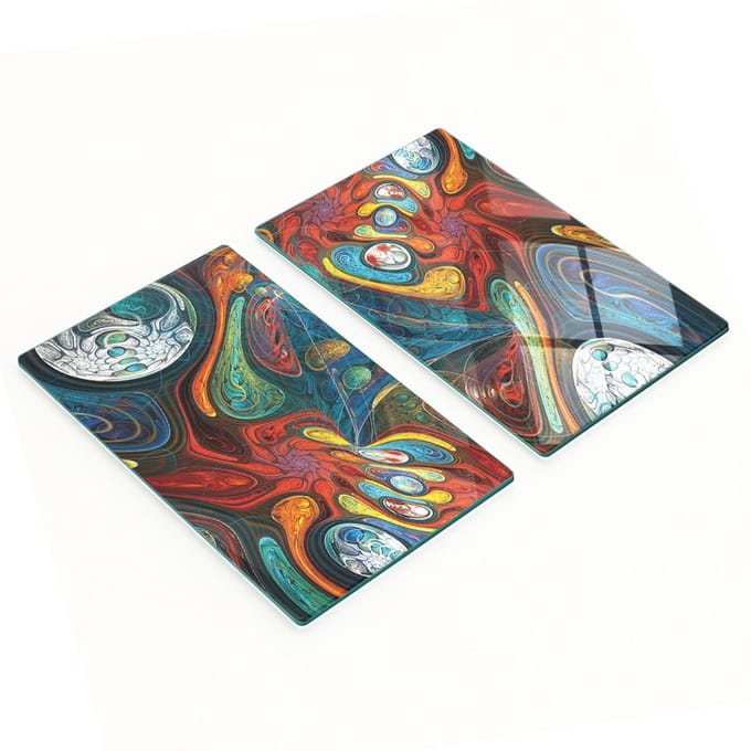 Krasbestendige glazen platen, abstracte vorm, 2x30x52 cm
