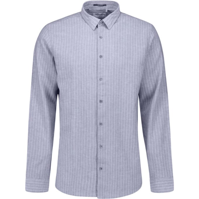 No Excess Shirt vertical small stripe with li indigo blue