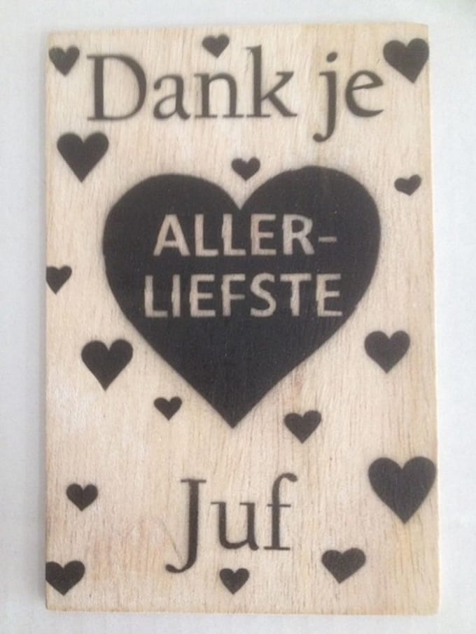 Postkaart Dank je allerliefste juf
