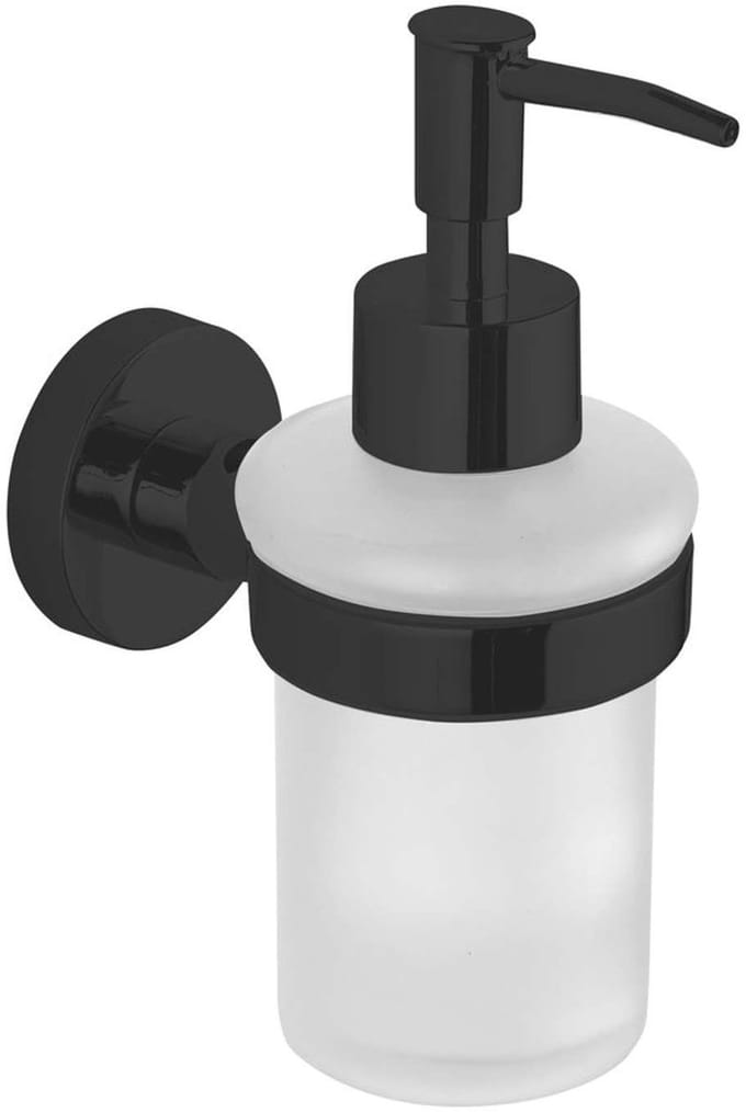 Aqualine Samba - Zeepdispenser met houder, matglas/matzwart SB219