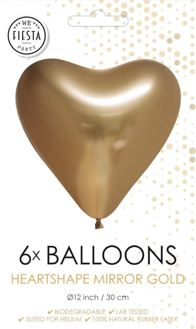 Ballonnen Chrome harten goud (6 stuks)