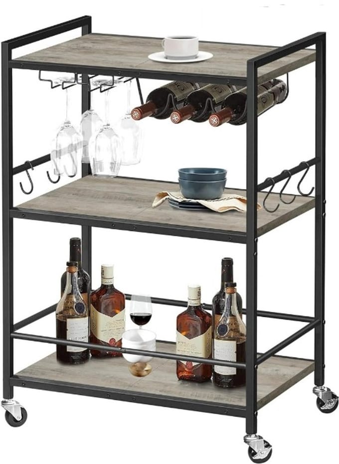 Hoppa! - Serveerwagen - 60x33x83 cm - Greige - Metaal & Hout